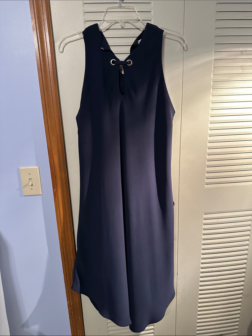 Cato Navy Sleeveless Keyhole High-Low Dress